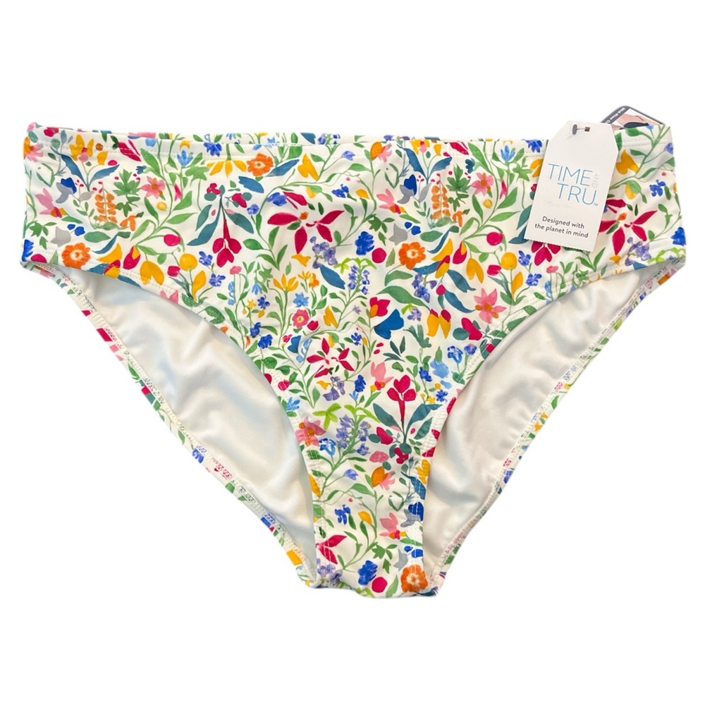 Time and Tru Women’s Multicolor Floral Mid-Rise Cheeky Bikini Bottom Size 3X